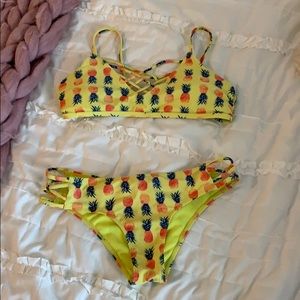 Hollister yellow pineapple bikini